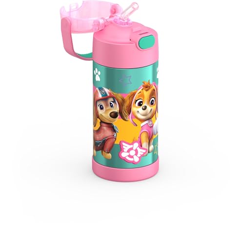 Image of THERMOS FUNTAINER Water Bottle with Straw - 12 Ounce - Kids Stainless Steel Vacuum Insulated Water Bottle with Lid, Paw Patrol Girl