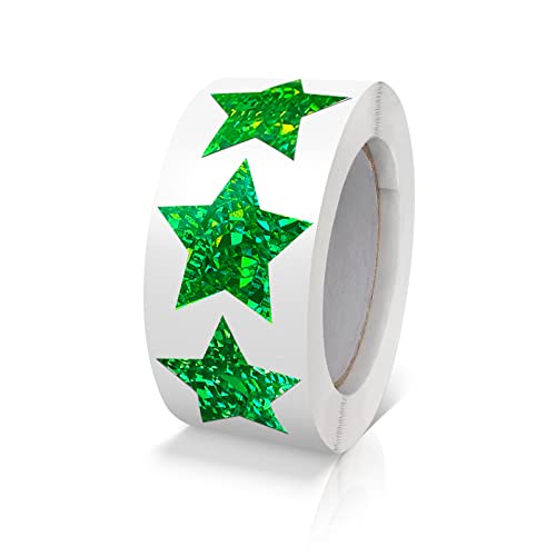 Grün Sterne Aufkleber Rolle 2.5cm Klein Selbstklebende Glänzende Etiketten Weihnachts Sterne Funkelnde Aufkleber Star Sticker Sterne litzer Deko Scrapbooking 500 Stück Cover