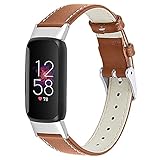 Ginamart Lederarmband kompatibel mit Fitbit Luxe Armband, Damen und Herren, echtes Lederarmband, Ersatzarmband für Luxus-Fitness-Tracker, Leder