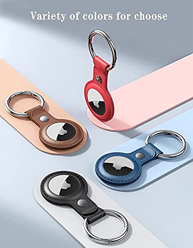 Eusty Air Tag Keychain For Apple Airtags Holder , 4 Pack Protective Leather Airtags Case Tracker Cover With Air Tag Holder, Airtag Key Ring Compatible With Apple New Airtag Dog Collar (Multi-Color) #TOP6