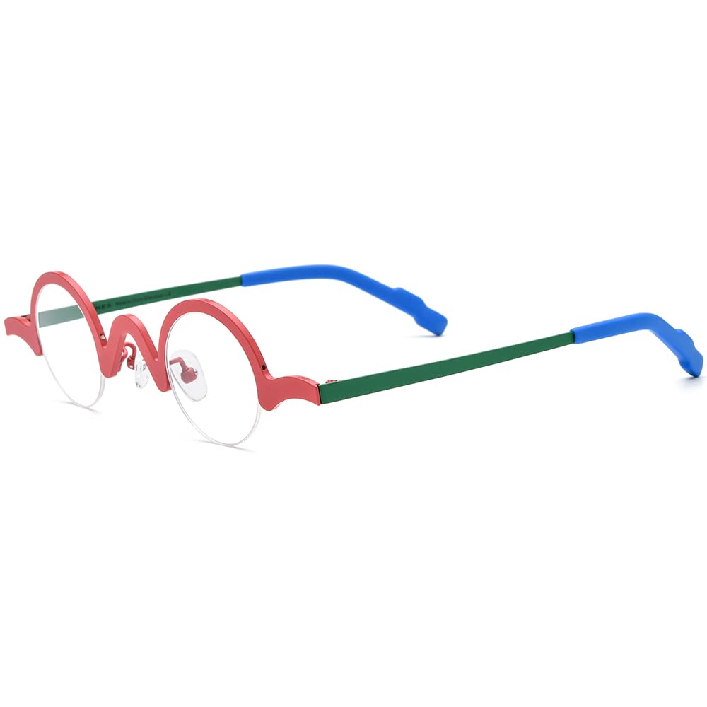FONEX Colorful Pure Titanium Glasses Frame Women Retro Round Eyeglasses