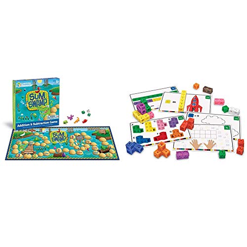 Learning Resources Sum Swamp Game, Addition/Subtraction, Early Math Skills, 8 Pieces, Ages 5+ & Early Math Mathlink Cube Activity Set, Assorted Colors, 115Piece, Ages 4+, Multicolor #TOP24