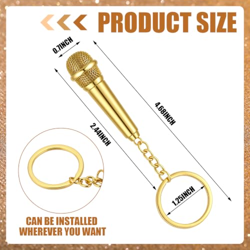 Image of Sureio Mini Microphone Music Keychain Retro Sound Pendant Keyring Charm Microphone Music Key Chain for Singer Gift