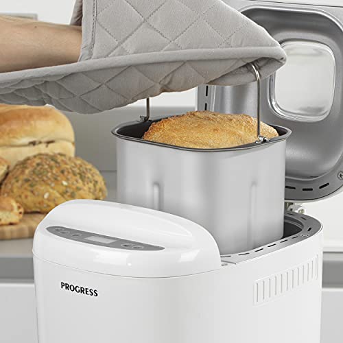 Progress EK4219P Digital Bread Maker, 550 W, Rapid Bake, 11 Baking Functions, Gluten-Free Setting, LCD Display, Cool-Touch Housing, Adjustable Crust Settings, 2lb Bread Capacity, White 5 Gallery Image