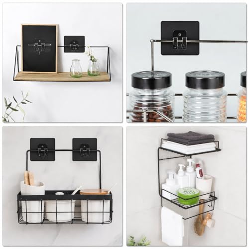 Image of 6 PCS Shower Caddy Adhesive Replacement Strong Waterproof Adhesive Hooks No Drilling Wall Hooks for Bathroom Storage Shelves Kitchen Rack Corner Basket Holder Double Claw PVC Hook