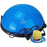 CA Half Balance Ball 58cm Big Size Ball Trainer, Half Yoga Exercise Ball with Resistance Bands and Foot Pump, Balance Trainer for Stability Training, Strength Exercise Fitness, Home Gym Workout Equipment