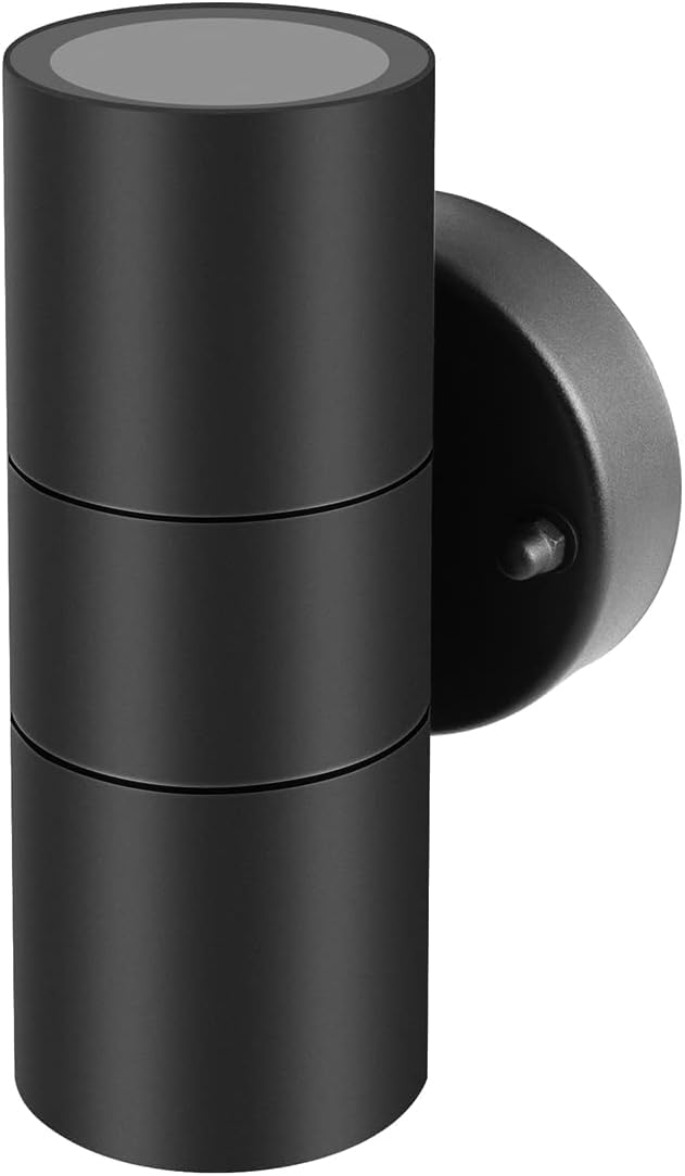 Kerry Outdoor Wall Lights, Up Down Mains Powered Lighting, Black Stainless Steel IP44 Waterproof, Exterior Wall Sconce for Indoor, Front Door, Patio, Hallway, Porch, Garden, Garage, Post