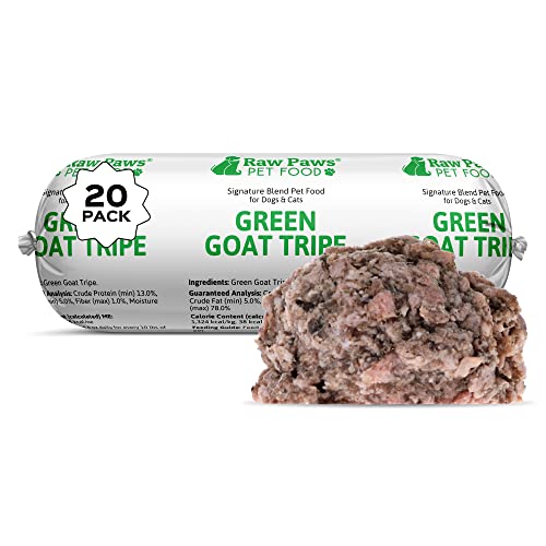 Raw Paws Signature Pet Food for Dogs & Cats – Green Goat Tripe, 1-lb Rolls (20 Pack) – Fresh Pet Food Made in USA – Natural Dog Food Rolls – Raw Frozen Dog Food – Green Goat Tripe for Dogs & Cats Raw Paws Signature Pet Food for Dogs & Cats – Green Goat Tripe, 1-lb Rolls (20 Pack) – Fresh Pet Food Made in USA – Natural Dog Food Rolls – Raw Frozen Dog Food – Green Goat Tripe for Dogs & Cats