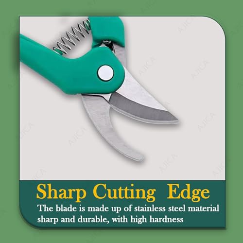 Image of Green Snap Garden Pruning Shears, Stainless Steel Blade, Bird's Beak Style, Multicolor, 200 grams, 30cm Length, Anti-Slip Handle with Safety Lock- multicolor