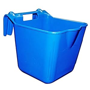 Double-Tuf® Hook-n-Feed Feeder | Hanging Bucket | Hook Over Fence Feeder | Easy Pour Lip | 14 Quart | Blue (1 Count)
