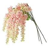 Dailisen 3 Strands 40'' Silk Blush Wisteria Artificial Flowers, Fake Wisteria Floral Hanging Plant Garland, for Home Decor, Party, Floor Vase, Balcony, Wedding Arrangement Decoration (Blush)