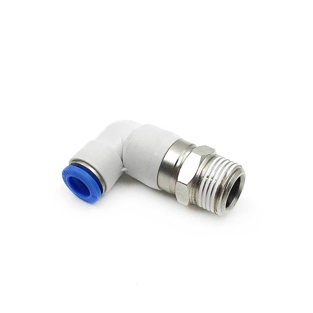 Pneumatic Rotary Fitting Elbow Angle Push In Connector M5 1/8" 1/4" 3/8" 1/2" Male Fit 6/8/10/12mm OD Tube Pneumatic(Fit 6mm OD Tube,3/8")