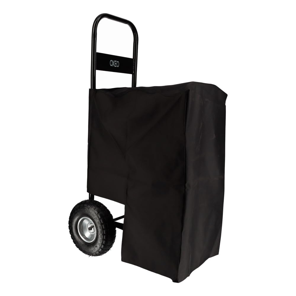 Chariot à bûches à roulettes - adapté aux bûches de 33 et 50 cm - charge max 150kg - bâche de protection incluse