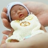 Miaio Reborn Baby Doll Girl 7 Inch Silicone Doll Mini Realistic Newborn Baby Dolls Silicone Full Body Stress Relief for Adults Hand Made with Feeding & Bathing Accessories