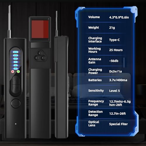 Wanzen Detektor Versteckte Kameradetektoren RF Wireless, X13-Kamera-Detektor–Anti-GPS-Positionierung, Anti-Candid-Fotografie, Anti-Abhören, mit Ton-und Vibrationsmodus, für Hotel, Schlafzimmer, Büro