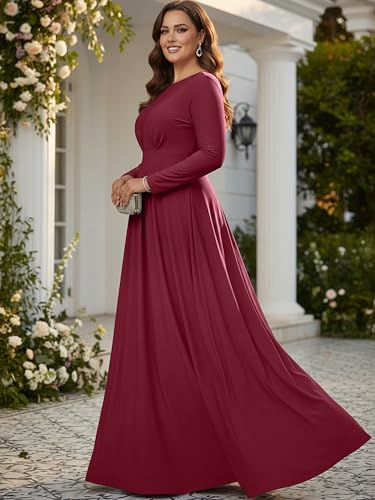 Image of KOH KOH Womens Long Sleeve Flowy Modest Elegant Evening Maxi Dress Gown