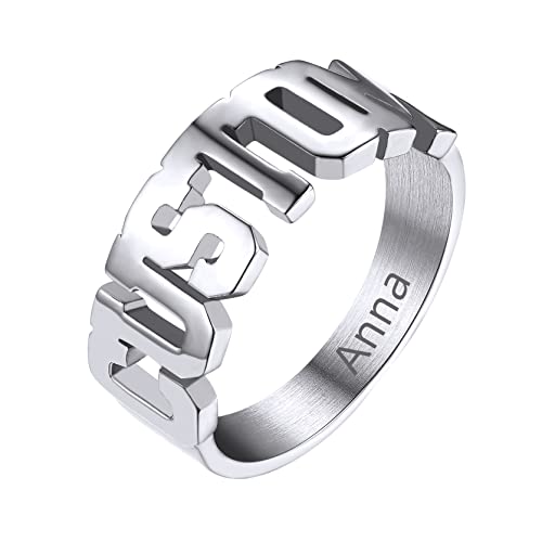 GoldChic Jewelry Bague Chevaliere Homme Prenom Personnalisé Anneau Femme Numero Personnalisable Bijoux Garcon Acier Inoxydable Bagues Pouce Index Cover