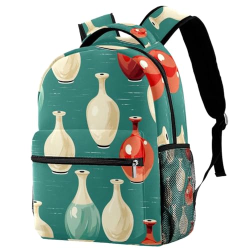 Sac à dos décontracté pour lycée et collège vert multicolore 29.4x20x40cm