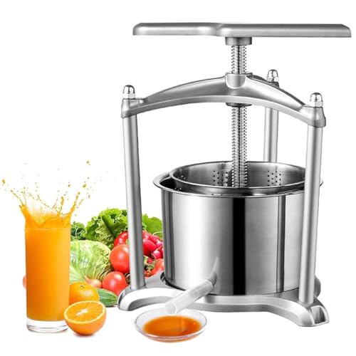 Prensa de vino de frutas de 6 litros, molinillo de sidra con barriles de acero inoxidable, máquina manual para hacer zumos, sidra, manzanas, tinturas de uva, verduras, miel, aceite de oliva, hierbas