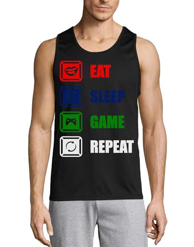 Débardeur Eat Sleep Game Repeat en coton noir pour homme