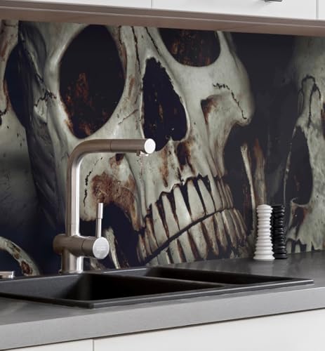MyMaxxi Küchenrückwand selbstklebend - Matte, 0,4 mm Premium Spritzschutz Folie als günstige Alternative zu Glas, einfache Montage & leichte Reinigung - Motiv: Totenkopfgrube 280 x 60 cm