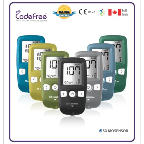 Image of SD Codefree Blood Sugar Monitor - Complete Diabetes Testing Kit with Glucose Monitor, 100 Test Strips, 100 SD Biosensor Round Lancet & Lancing Device - Code-Free Blood Glucose Monitors for Accurate Diabetic Monitoring