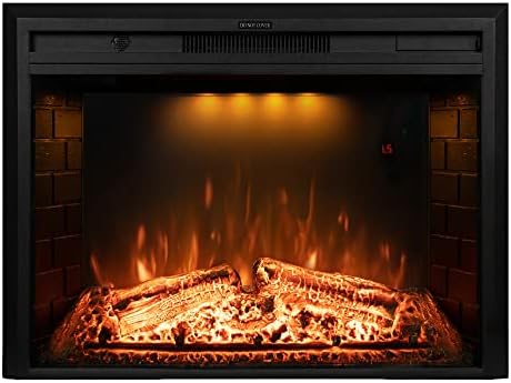Dreamflame 36 inch Electric Fireplace, Wall Fireplace Electric with Remote Control, Realistic Log and Crackling Sound, Overheating Protection and Timer, 750/1500W Black