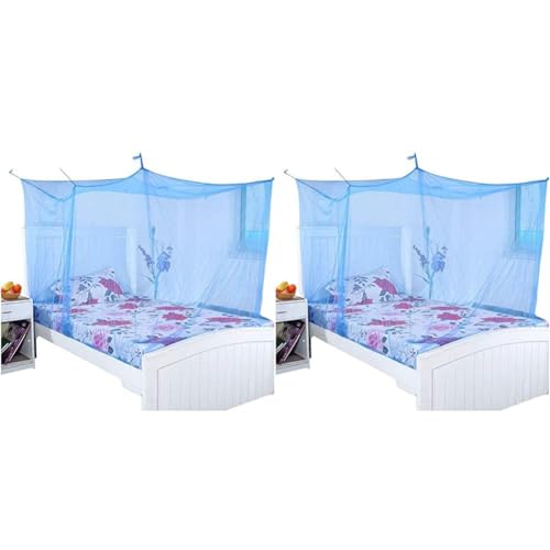 Image of Divyanshi Blue Mosquito Net for Single Bed /Double Bed, 4x6.5 Insect Protection Net (Pack of 2)