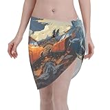 Take a Trip in The car Women's Short Sarongs Beach Wrap - Bikini Cover Ups, Swimwear Skirt - Perfect Quick Drying, Translucent Black
