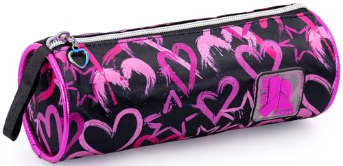 Federmäppchen & Schlampermäppchen – Herz & Sterne Rollenmäppchen – 21x8 cm – Für Schule (Klasse 1–6) – Reißverschluss – Geschenk für Mädchen