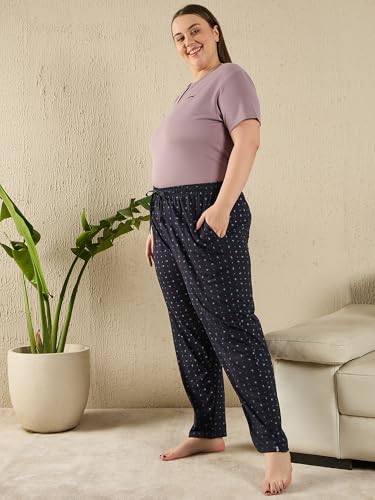 Image of CUPID Women's Plus Size Cotton Printed Pajamas, Nightwear, Lounge Wear, Walk Wear Lowers, Regular Fit Track Pants for Ladies M to 7XL