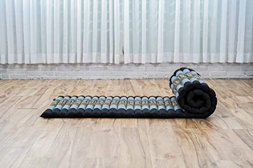 Image of Leewadee - Foldable Floor Mattress - Japanese Roll Up Futon -Trifold Tatami Mat- Guest Floor Bed - Camping Mattress - Thai Massage Mat, Kapok Filled, 75 x 20 inches, Blue