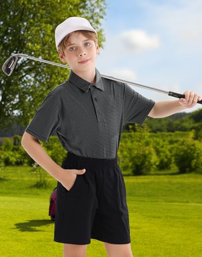 Image of Polo Shirts for Boys Golf Polo Shirt Short Sleeve Boys Performance Polo Dry Fit Stretch Collared UPF50+ Kids Golf Shirts