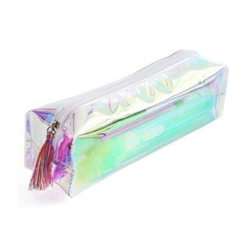 ELECTROPRIME Students Holographic Pencil Case Holder Tassels Stationery Pouch Women Cosm F8Q8