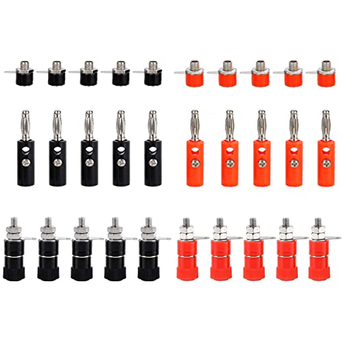 Greluma 30 unid 4mm Banana Enchufes y enchufes y terminales de postes de unión para altavoces y sistemas de sonido