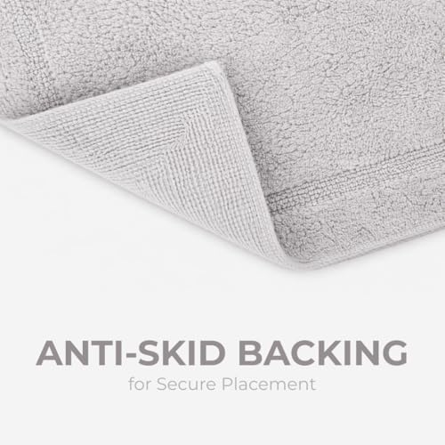 Image of Premium Combed Cotton Tufted Bathmat 45 x 65 cm, 1800 GSM Soft Absorbent Anti Skid Bathroom Floor Mat with Latex Backing, Quick Dry Non Slip Bath Rug for Daily Use, Race Track Silver