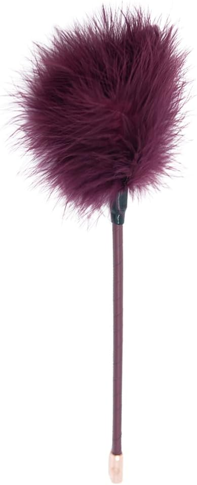 Filo Premium Feather Tool - Luxurious Purple Feather Tickler for Couples - 11.81” Feather Tickle Stick with Vegan Leather Handle - Elegant Design - Soft Feather Toy for Bonding & Fun