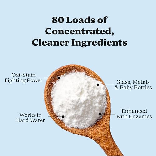 Pronounce Dishwasher Detergent Powder - Cleaner Ingredients, Fragrance Free - Ultra Concentrated, Cuts Grease and Grime, Dishwasher Pods Alternative. (80 Loads, Unscented) — view 2