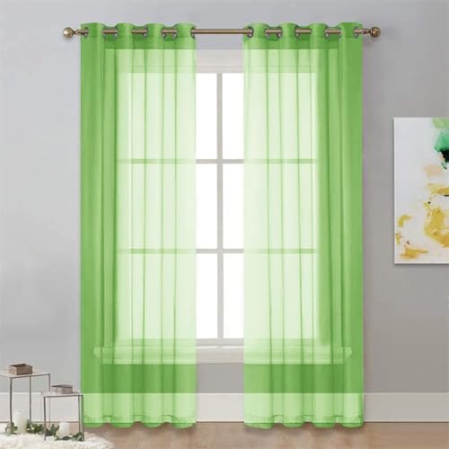 Cortinas visillos verdes de 160 x 80 cm para ventanas cortas de cocina y comedor 2