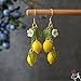 WLWDBY Handmade Lemon Earrings | Fruit Country Style Earrings | Lightweight Glass Lemon Earrings | Sweet and Unique Women's Gift
