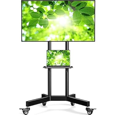 AMAZON - Perlegear Rolling TV Stand for 32-85 Inch Screens up to 132 lbs, Height Adjustable Mobile TV Stand for LCD OLED 4K Flat/Curved Panels, TV Cart Outdoor with Lockable Wheels Max VESA 600×400