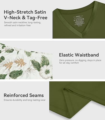 Image of WiWi Viscose from Bamboo Pajamas Set for Women Super Soft Short Sleeve Cooling Summer Plus Size Pjs Sets Sleepwear S-4X