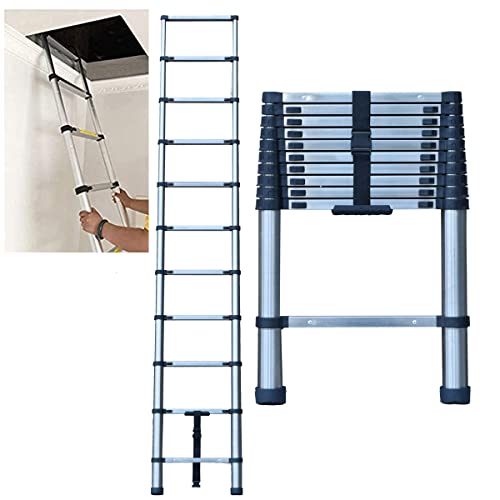 320cm Echelle Pliable en Acier Inoxydable Échelle Pliant Telescoping Ladders 11 Échelons, EN131 Léger Entièrement Rallongé 3,2m - Charge 150kg Cover