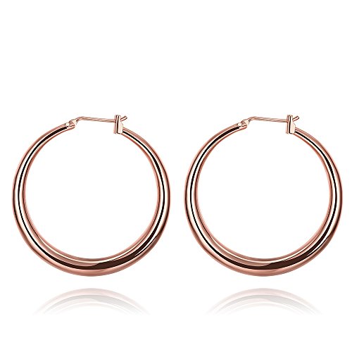 MAIHAO 20 mm Fashion 14K Platinum CZ Rhinestone Small Hoop Earrings for Teen Girls Women for Sensitive Ears?Rose Gold?Gold? (Rose Gold)