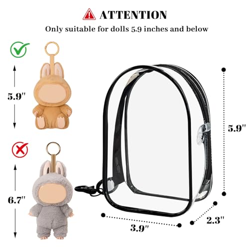 Image of NZNDB Protective Case for Plush Doll, Clear Hanging Display Cases, Crossbody Doll Storage Bag, PVC Storage Case Cover for Figures, Dolls (Black)