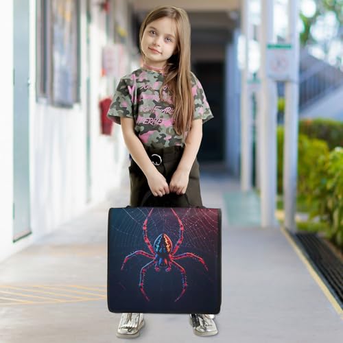 Image of Spider Zipper Binder Bag 3 Ring Binder with Shoulder Strap Zip Up 500 Sheets Capacity Multi Pockets for School Office Supplies