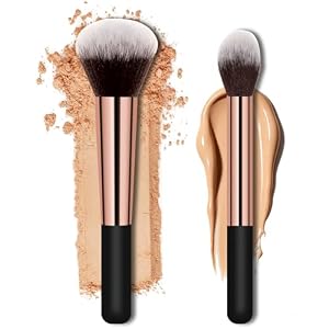 Makeup Brushes, Large Powder Brush & Foundation Brush Flawless Finish Airbrushed for Highlighter, Loose Powder, Blush, Cream, Contour, Blending Liquid