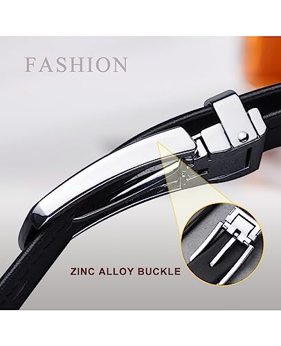 Men Genuine Leather Dress Belt 1.3" Single Prong Zinc Alloy Buckle2