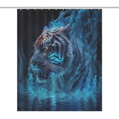 Rideau de douche tigre en polyester pour transformer le style de la baignoire - 7