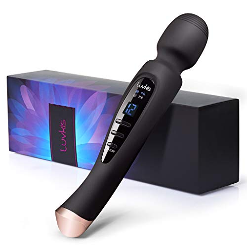 Luvkis - Masajeador portátil inalámbrico con 12 modos de masaje con pantalla LCD, USB magnético recargable IPX7 impermeable, silencioso para cervicales cuello y espalda, etc. Negro